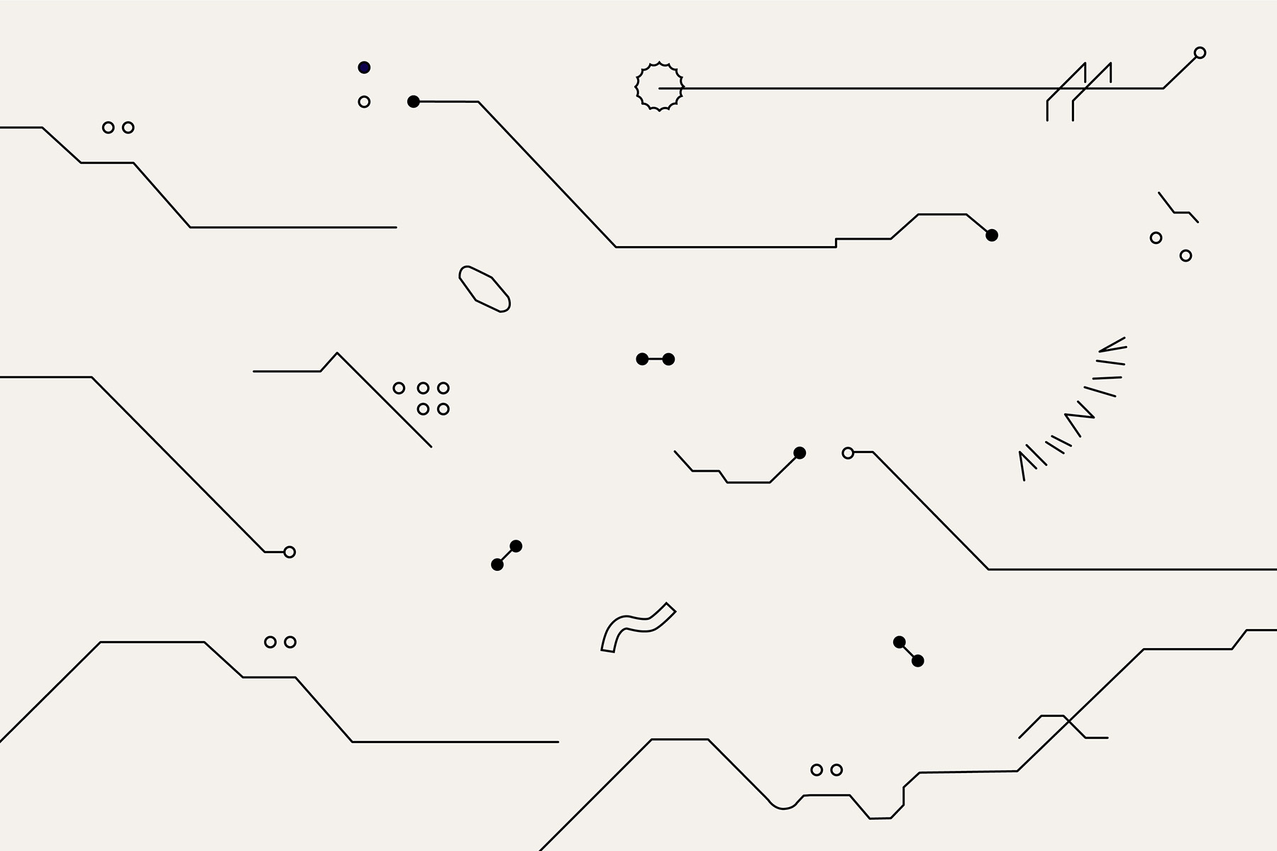 Imagem ilustrativa composta por traços e círculos em diferentes formatos em fundo cinza