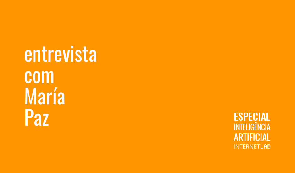 Imagem com fundo laranja e os escritos "entrevista com Maria Paz"
